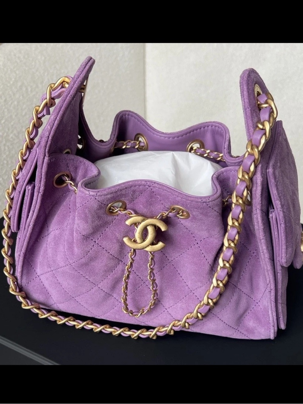 Chanel 25 Mini Suede Bag Purple with GHW Runway
